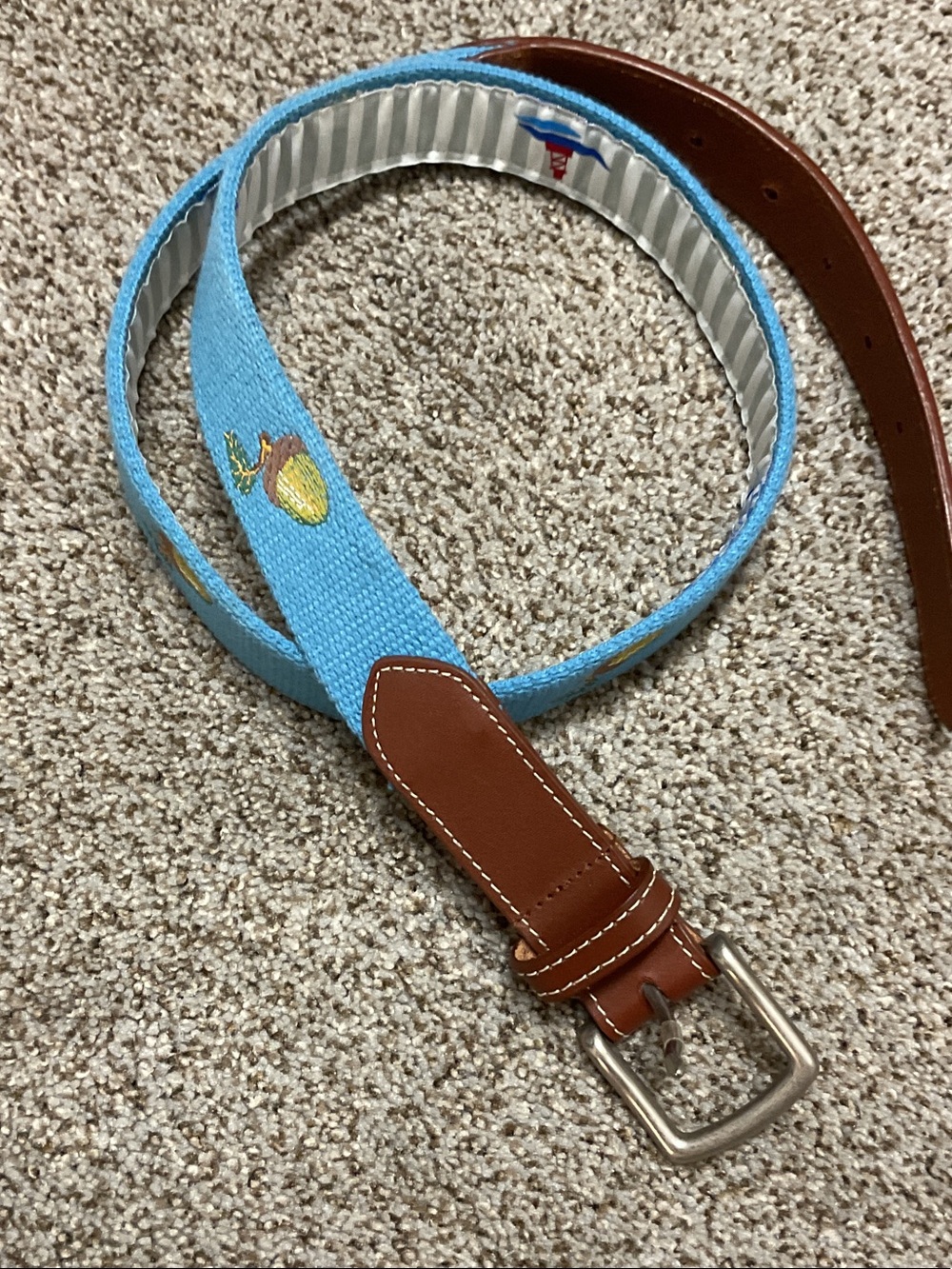 Reel Point ShelterIsland  Blue Canvas Golf Belt. Oakhill CC